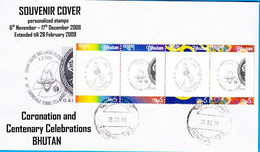 Bhutan Souvenir Cover 2008 Personalized Stamps 4x 5 Nu With Italian Carnival Motive - Bhután