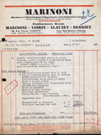 FACTURE 1929 - PARIS * MACHINES MATERIELS IMPRIMERIE * MARINONI * Vers De Clerck BRUGES  Vente De Machine Lithographique - 1900 – 1949