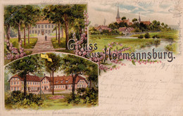 Gruss Aus Hermannsburg. Das Neue Missionshaus. Das Alte Missionshaus. Missionshandlung. 1905. - Bergen