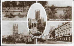 GLOUCESTER, 5 Views Of The Park, Cathedral (x2), The Cross & River Severn  (Publisher - Valentine's) Early 1900's Unused - Gloucester