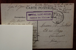 FRANCE 1918 Cachet HOPITAL Saint Pothin Annexe Des Minimes Franchise Militaire FM Lyon - Guerra De 1914-18