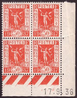 FRANCE N°325* EXPOSITION 1937 COIN DATE DU 17/9/1936 - 1930-1939