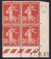 FRANCE N°360** TYPE SEMEUSE COIN DATE DU 21/12/1937 - 1930-1939