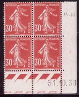 FRANCE N°360** TYPE SEMEUSE COIN DATE DU 31/10/1938 - 1930-1939