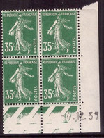 FRANCE N°361** TYPE SEMEUSE COIN DATE DU 4/12/1937 - 1930-1939
