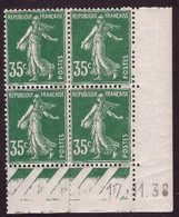 FRANCE N°361** TYPE SEMEUSE COIN DATE DU 17/11/1938 - 1930-1939