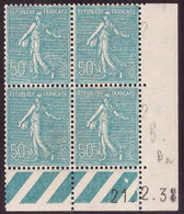 FRANCE N°362** TYPE SEMEUSE COIN DATE DU 21/2/1938 - 1930-1939