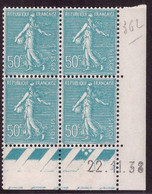 FRANCE N°362** TYPE SEMEUSE COIN DATE DU 22/11/1938 - 1930-1939