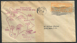HAWAI -  USA PA N° 15A / 1er. VOL HILO - LIHUE LE 8/10/1934 ( MULLER N° 7a ) - SUP - Hawaii