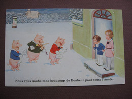 CPA ILLUSTRATEUR Wills TROIS PETITS COCHONS Bonheur Pour Toute L'Année - Wills, John