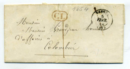 T15 VESOUL + CL ( Correspondance Locale) + Taxe 1 Décime à La Plume / Dept 69 Haute Saône / 1854 - 1849-1876: Classic Period