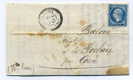 T22 AILLEVILLERS + Losange GC28 / Dept 69 Haute Saône / 1867/ Ecrite De La Manufacture De La Chaudeau - 1849-1876: Classic Period