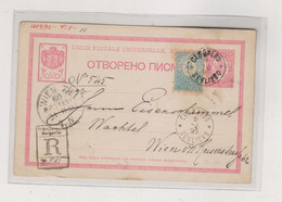 BULGARIA 1895 SEVLIEVO Registered Postal Stationery To Austria - Briefe U. Dokumente
