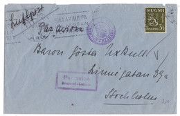 FINLANDE YT N°259 OBLITERE SEUL SUR LETTRE POUR LA SUEDE CENSURE - Covers & Documents