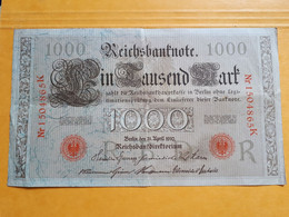 ALLEMAGNE 1000 MARK 21 APRIL 1910 7 CHIFFRES SERIE K LETTRE R  P-44b/5 - 1000 Mark