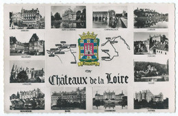 Châteaux De La LOIRE - Multivues (Montrésor, Ussé, Langeais, Loches, Luynes ...) - CPSM N&B Format CPA -Scan Recto-Verso - Non Classés