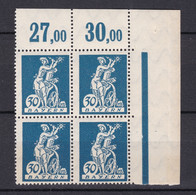 Bayern - 1920 - Michel Nr. 182 P OR Viererblock Ecke - Postfrisch - Bayern