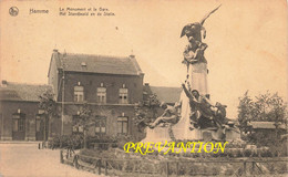 HAMME - Le Monument Et La Gare - Het Standbeeld En De Statie - Carte Circulé En 1920 - Hamme