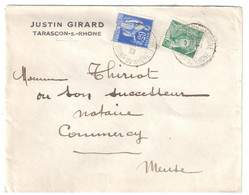 TARASCON Sur RHONE Lettre Entête Justin GIRARD 65c Paix 25c Mercure Yv 365 411 Dest Commercy Meuse Ob 1939 - Brieven En Documenten