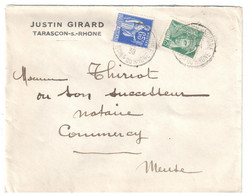 TARASCON Sur RHONE Lettre Entête Justin GIRARD 65c Paix 25c Mercure Yv 365 411 Dest Commercy Meuse Ob 1939 - Briefe U. Dokumente