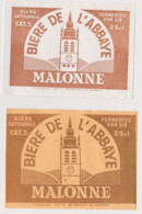 2 ANCIENNS ETIQUETTES "BIERE DE L' ABBAYE  De MALONNE" Fabriquée Par La BRASSERIE De QUENAST - Beer