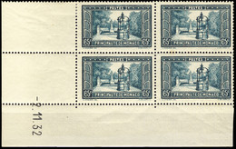 MONACO - Yv.124 65c Vert-bleu Coin Daté Du -2.11.32 - Gomme "marbrée", Charnières Dans Les Marges - Unused Stamps