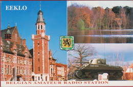 QSL Card Belgian Amateur Radio Station CB EEKLO Shermantank Clanky Balgerhoeke Canadian War Memorial WWII WW2 - Radio Amatoriale