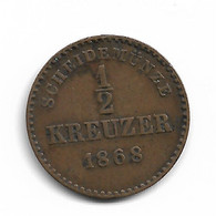 WURTEMBERG - 1/2 KREUZER 1868 - Piccole Monete & Altre Suddivisioni