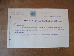 CARRARA AGOSTINO MARCHETTI FU CARLO MARMI GREGGI E SEGATI COURRIER DU 17 NOVEMBRE 1924 TIMBRE FISCAL MARCA DA BOLLO CENT - Italia