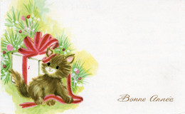 Carte, BONNE ANNEE,chat,cat,CADEAU - Katzen