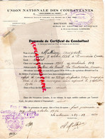 87-MAGNAC LAVAL- LIMOGES-23-ST SAINT MAURICE LA SOUTERRAINE-CERTIFICAT COMBATTANT MATHIEU AUGUSTE- 23-12-1929-WWI GUERRE - Historical Documents