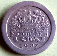 NEDERLAND : SCHAARSE RONDE STUIVER 5 Ct 1907 Bijna UNC KM 137 - 5 Cent