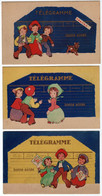 Télégramme : 3 Cartes : Enfants - Bonne Année - New Year