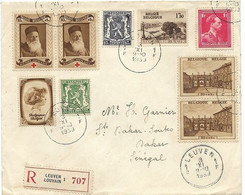 BELGIEN BELGIE BELGIQUE 1939, Reco-Brief Von LEUVEN Nach Dakar/SENEGAL U.a. Rotes Kreuz Frankiert - 1929-1941 Grand Montenez