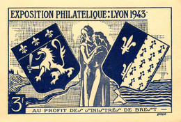 Lyon * CPA Illustrateur Ergé * Exposition Philatélique 1943 , Au Profit Des Sinistrés De Brest * Brest Finistère - Andere & Zonder Classificatie