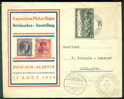 Luxemburg 1935 Speciale Envelop FDC Exposition Philatélique Esch-sur-Alzette Met Toepasselijke Stempels Mi 282 Randstuk - FDC