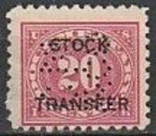 Revenues / Fiscaux - Documentary, Stock Transfer -|- United States, 1922 - Perforated - Revenues