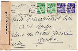 Iris 80c X2 + 1f20 X2 Sur Lettre Avec Censure De 1945 Pour La Suisse - 1921-1960: Periodo Moderno