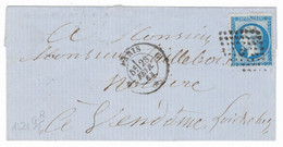 1863 - YT 22 Oblitéré Losange Bureau G Romain Sur LSC De Paris Pour Vendôme (Loir Et Cher) - TAD 1521 - 1849-1876: Klassieke Periode