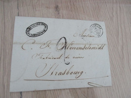 Lettre France RIBEAUVILLE Pour Strasbourg 28/01/1850 Taxée - 1849-1876: Période Classique