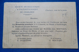 CHARLEROI - Société Archéologique Et Paléontologique  -  (Imprimé Commercial) - Charleroi