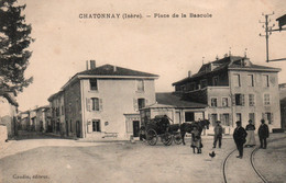 Chatonnay (Isère) Place De La Bascule, Belle Animation (voiture à Cheval) Edition Gaudin - Châtonnay