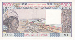 BILLETE DE COSTA DE MARFIL DE 5000 FRANCS DEL AÑO 1979  (BANK NOTE) - Côte D'Ivoire