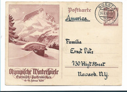 Oyw048 / Olympiade Dt. Reich - P 260 Bedarfsverwendet In Die USA Ex Soest, 24.6.36 - Hiver 1936: Garmisch-Partenkirchen