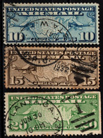 S022D - USA, 1926-1927 - SC#: C7-C9 - USED - AIR MAIL - 1a. 1918-1940 Afgestempeld