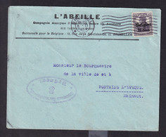 DDAA 347 - BELGIUM ABEILLE / BEE - Enveloppe Entete Assurances L' ABEILLE - TP Germania BRUSSEL 1918 + Censure Dito - Abeilles