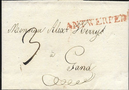 BELGIEN BELGIE BELGIQUE 1807 Vorphilabrief Mit Rotem L1 ANTWERPEN Nach Gent - 1794-1814 (French Period)