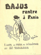 BAJUS RENTRE A PARIS 1 ACTE EN VERS DE MIRLITON ET 20 TABLEAUX - Französisch