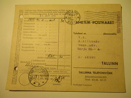 USSR RUSSIA ESTONIA 1940 TALLINN TELEPHONE NETWORK CANCEL LITTERA A    , OLD POSTCARD   ,0 - Storia Postale