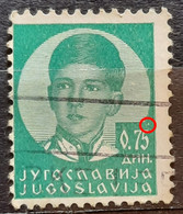 KING PETER II-0.75 DIN-ERROR-DOT-YUGOSLAVIA-1935 - Non Dentelés, épreuves & Variétés